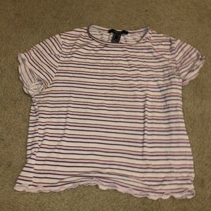 Striped tee with ruffle